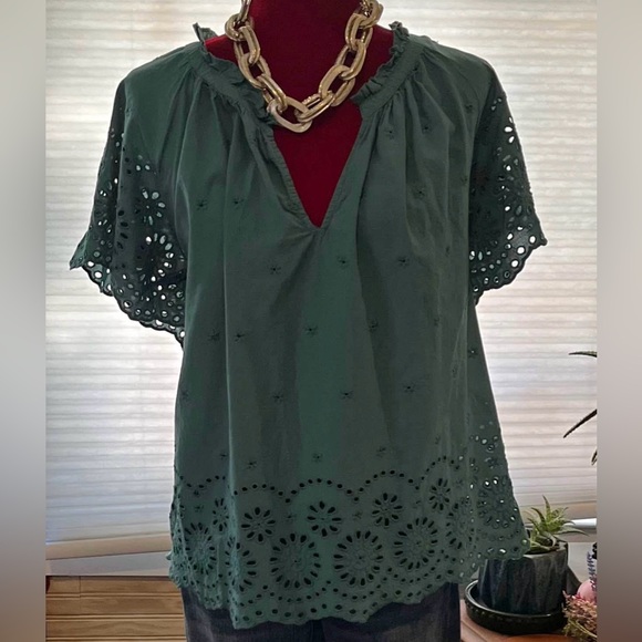 Lane Bryant Green Flutter Sleeve Blouse - Picture 1 of 3